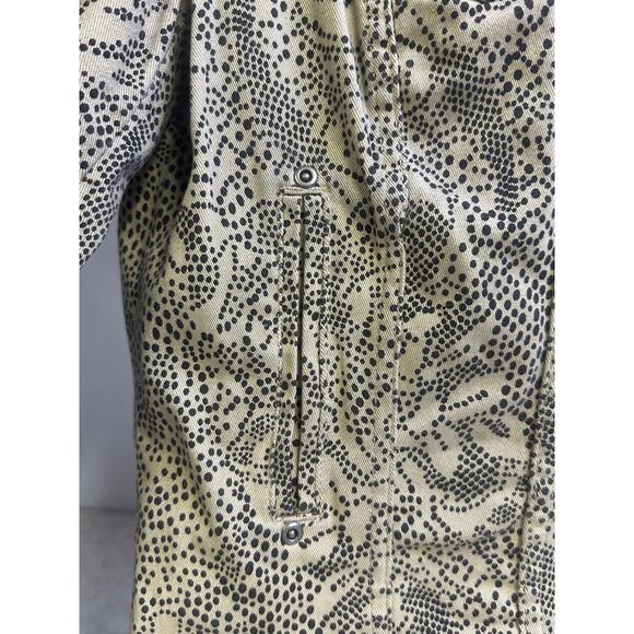 Christopher & Banks Khaki & Black Print Denim Jean Jacket Metal Rivet Buttons-M - Picture 5 of 16